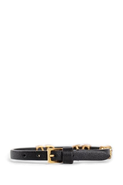 VALENTINO Crystal Vlogo Leather Bracelet