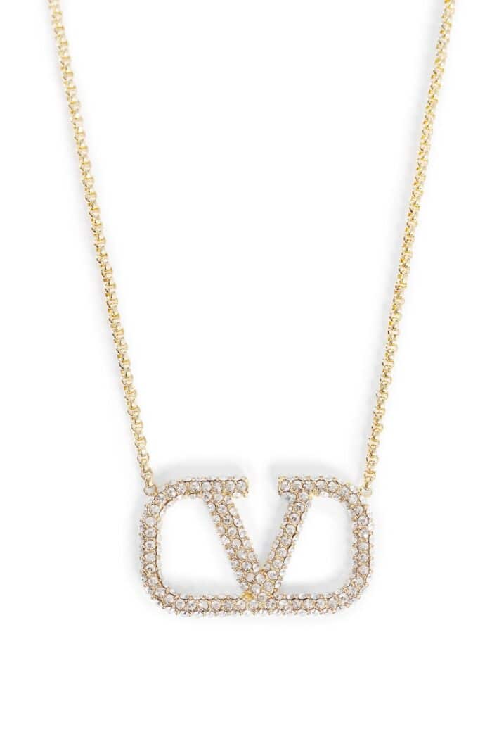 VALENTINO Crystal Vlogo Necklace