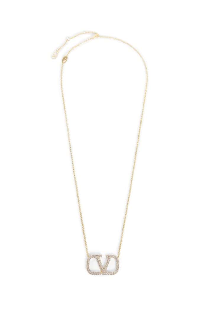 VALENTINO Crystal Vlogo Necklace