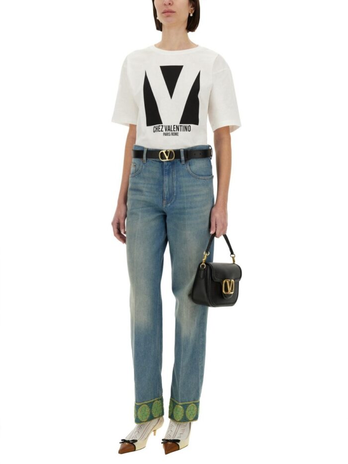 Valentino DENIM PANTS WITH JACQUARD EDGES