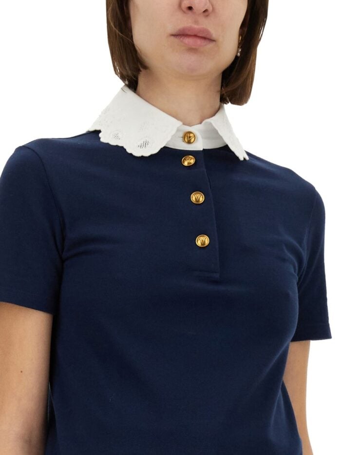 Valentino EMBROIDERED COTTON SWEATSHIRT POLO SHIRT
