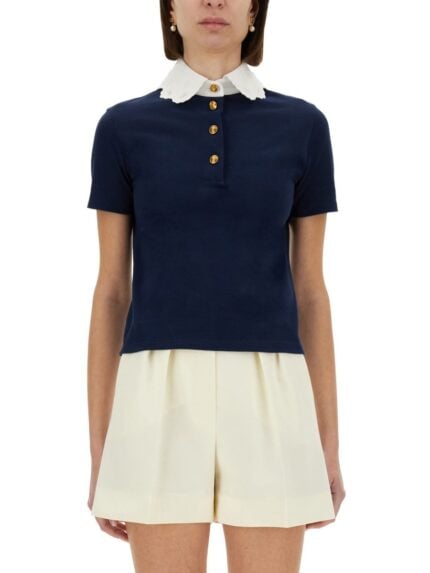 Valentino EMBROIDERED COTTON SWEATSHIRT POLO SHIRT