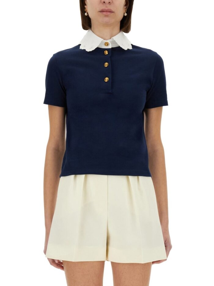 Valentino EMBROIDERED COTTON SWEATSHIRT POLO SHIRT