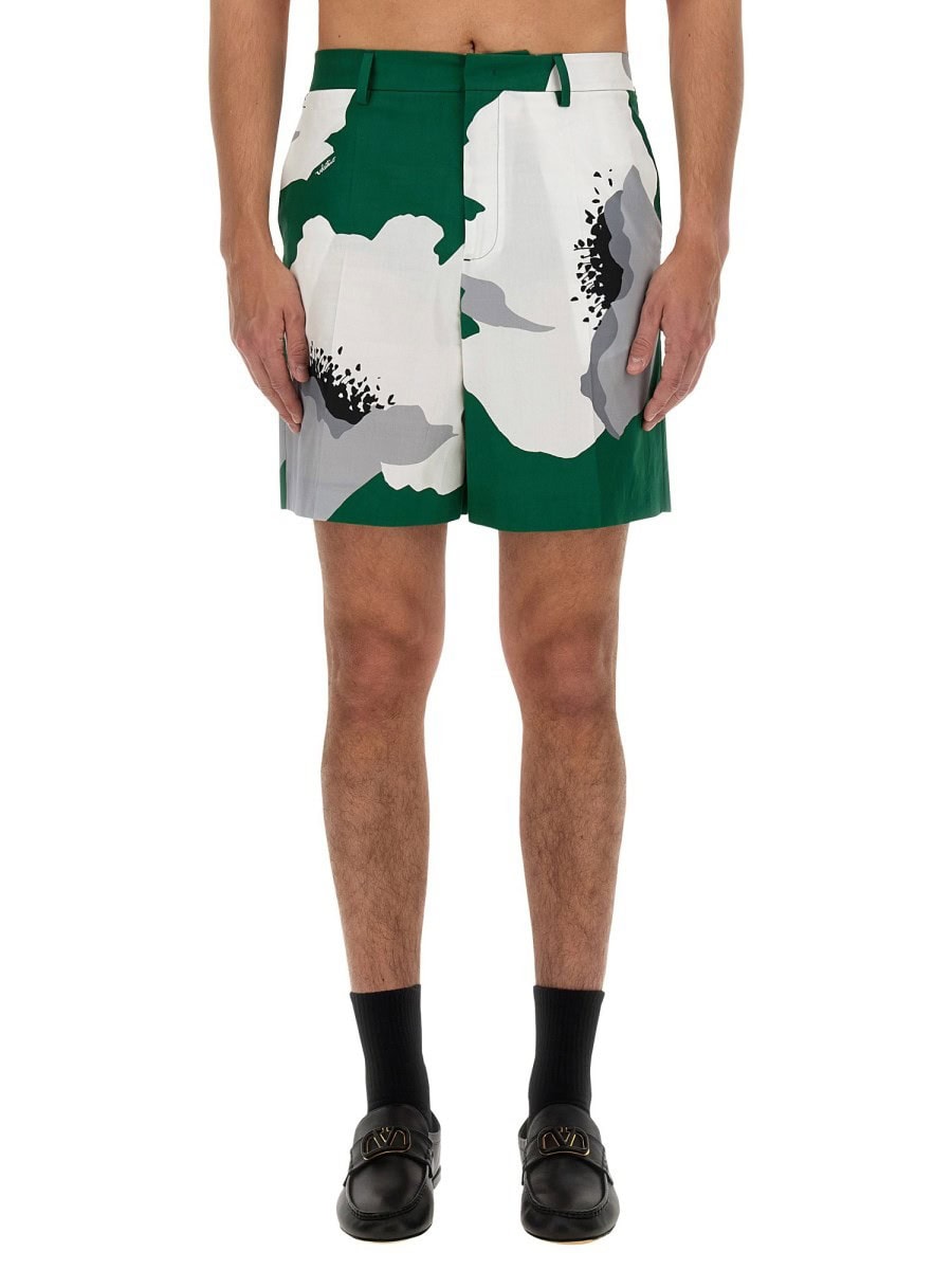 VALENTINO FLOWER PORTRAIT PRINT BERMUDA SHORTS