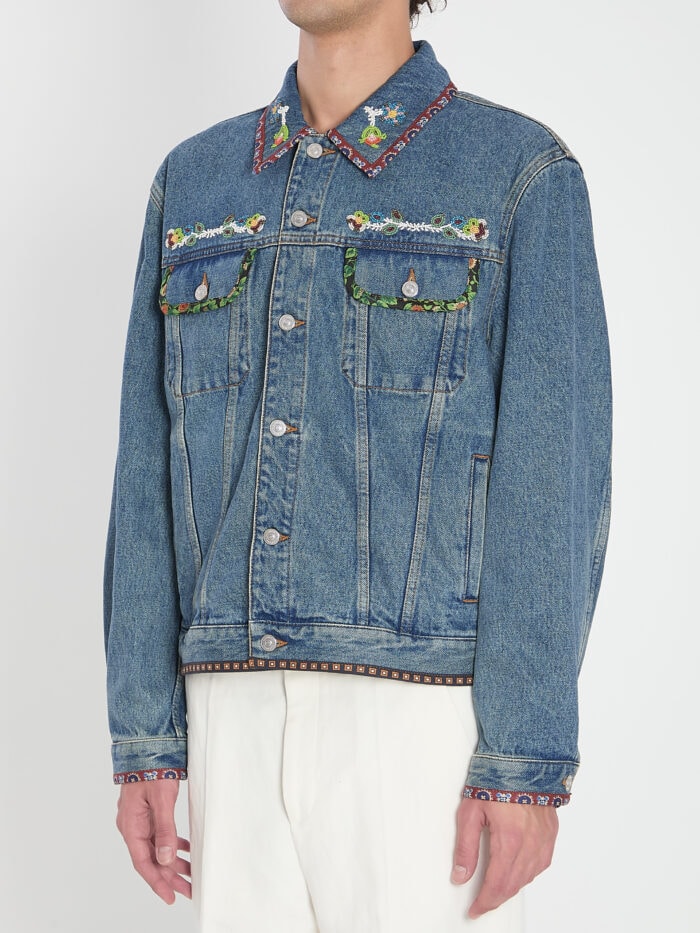 Valentino Garavani Bead-embroidered denim jacket