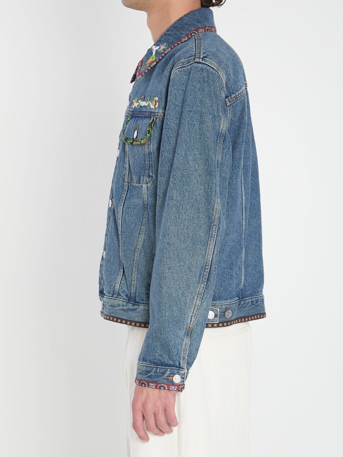 Valentino Garavani Bead-embroidered denim jacket