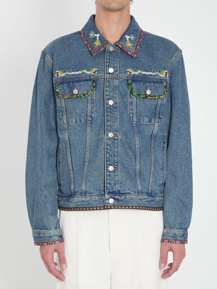 Valentino Garavani Bead-embroidered denim jacket