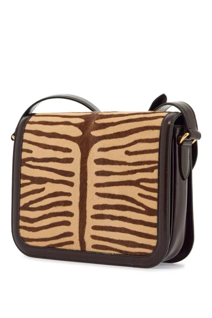 VALENTINO GARAVANI Beige And Dark Brown Striped Leather Shoulder Bag