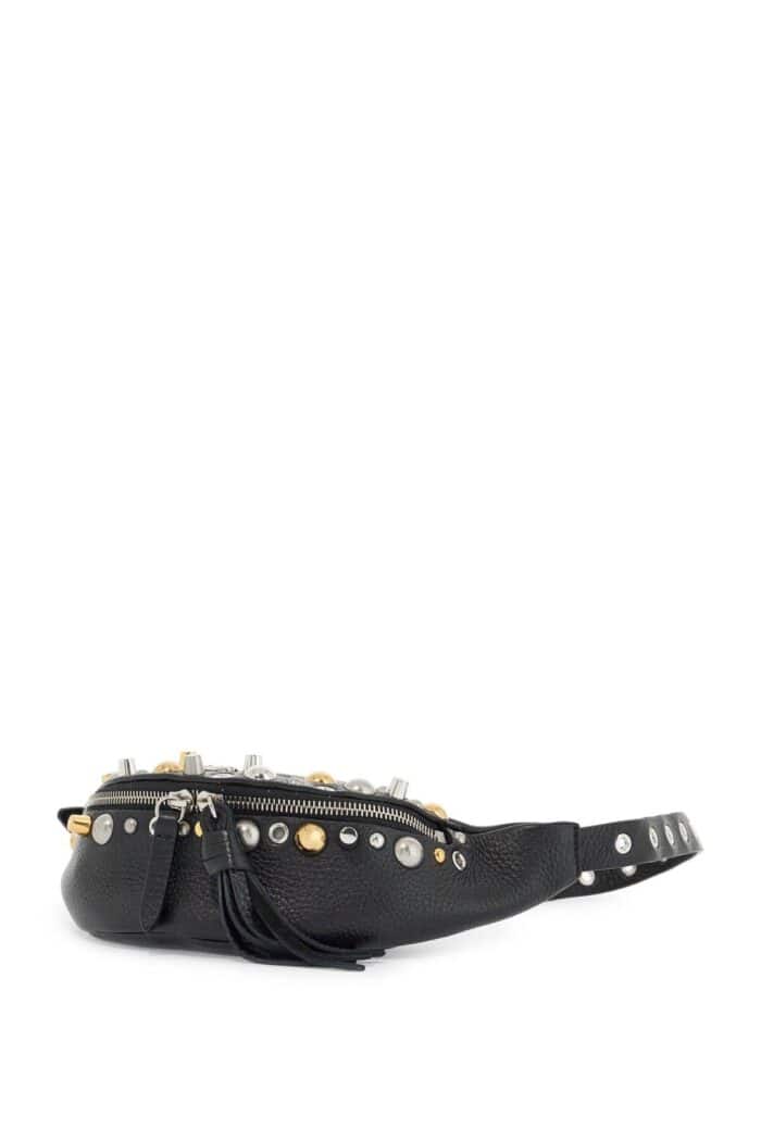 VALENTINO GARAVANI Black Leather Belt Bag With Studs And Shoulder Strap