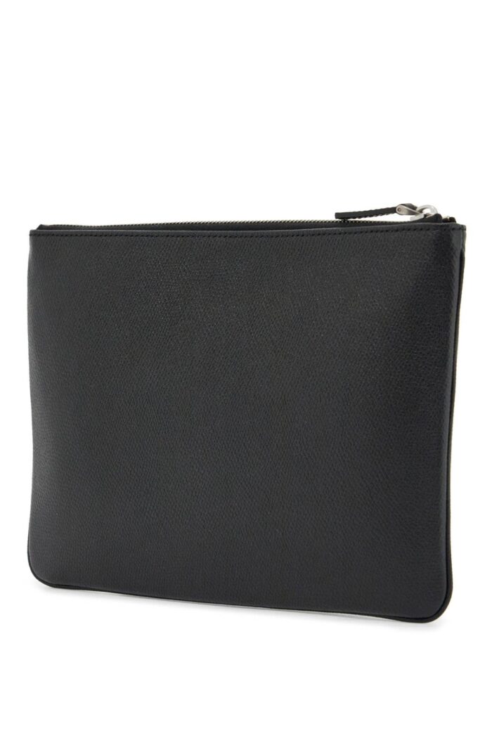 VALENTINO GARAVANI Black Leather Minimalist Pouch With Zip