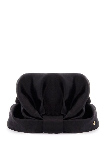 VALENTINO GARAVANI Black Silk Turban With Golden Details And V Logo