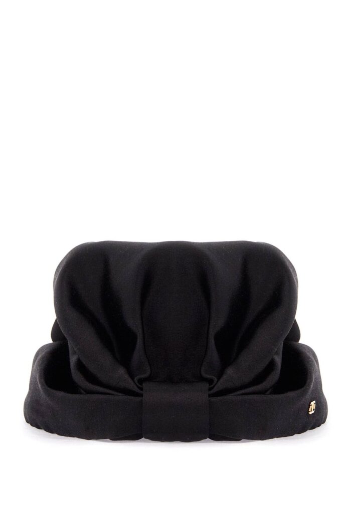 VALENTINO GARAVANI Black Silk Turban With Golden Details And V Logo