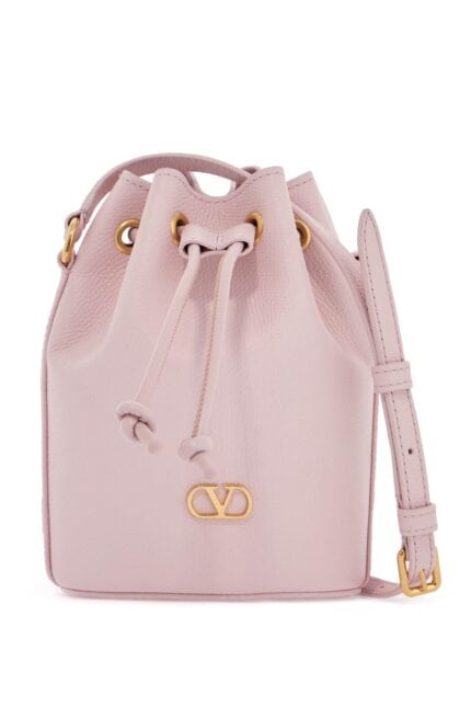 VALENTINO GARAVANI Borsa A Sacchetto Mini In Pelle Rosa Quarzo Con Tracolla Regolabile