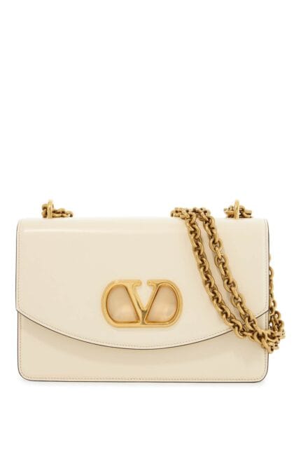 VALENTINO GARAVANI Borsa A Spalla In Pelle Butter White Con Tracolla Catena