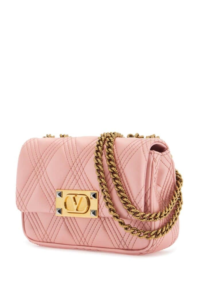 VALENTINO GARAVANI Borsa A Spalla Small Rock-chic Rosa Geranio In Pelle