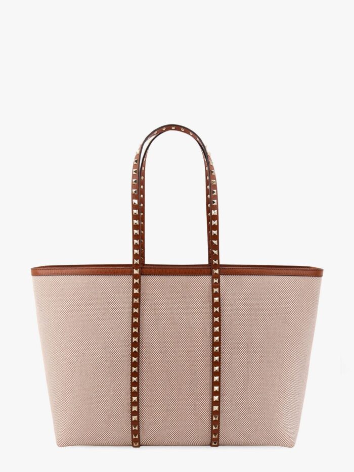 Valentino Garavani Canvas And Leather Shoulder Bag With Iconic Studs