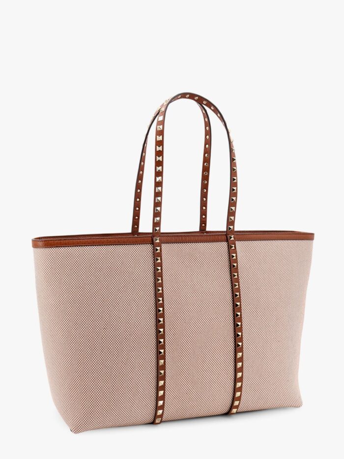 Valentino Garavani Canvas And Leather Shoulder Bag With Iconic Studs