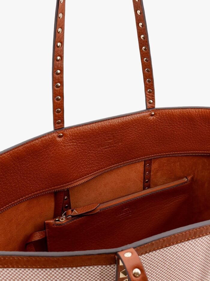 Valentino Garavani Canvas And Leather Shoulder Bag With Iconic Studs