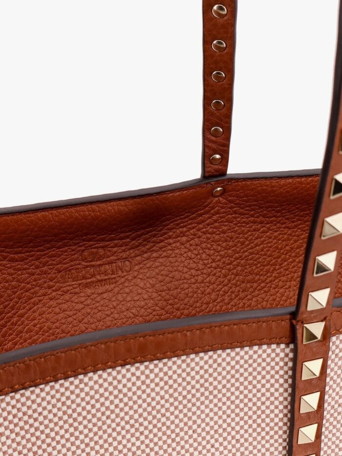 Valentino Garavani Canvas And Leather Shoulder Bag With Iconic Studs