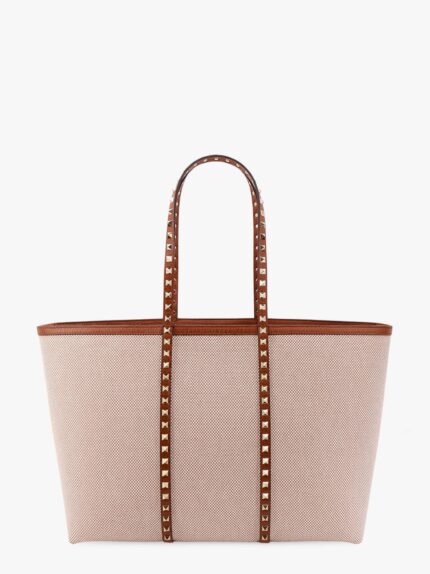 Valentino Garavani Canvas And Leather Shoulder Bag With Iconic Studs