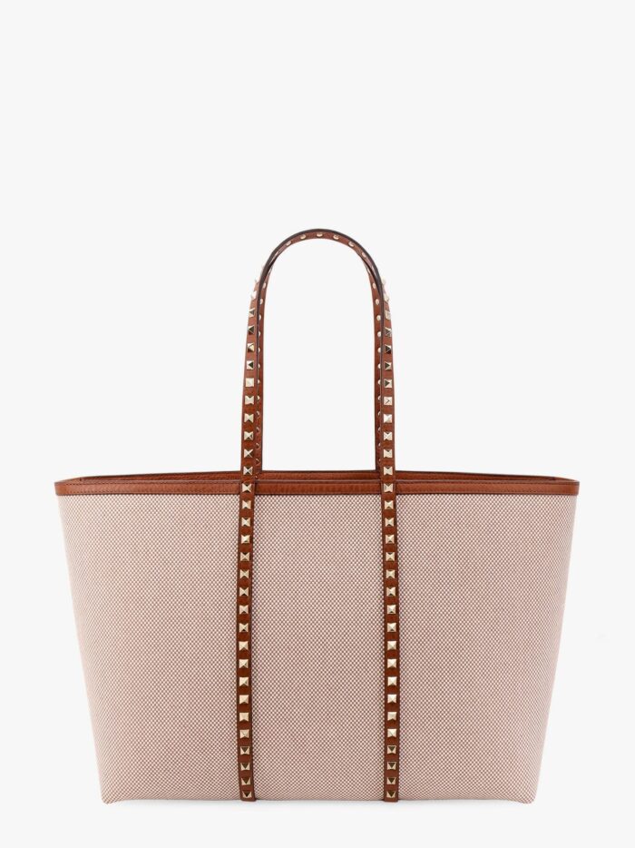 Valentino Garavani Canvas And Leather Shoulder Bag With Iconic Studs