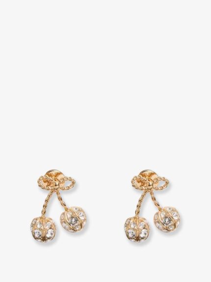 Valentino Garavani Cherryfic Metal Earrings With Rhinestones