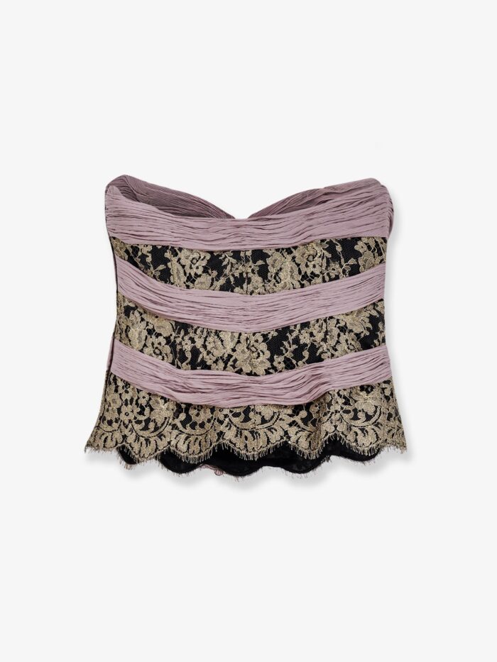 Valentino Garavani Chiffon Top With Lace Inserts