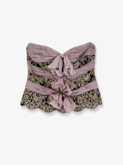 Valentino Garavani Chiffon Top With Lace Inserts