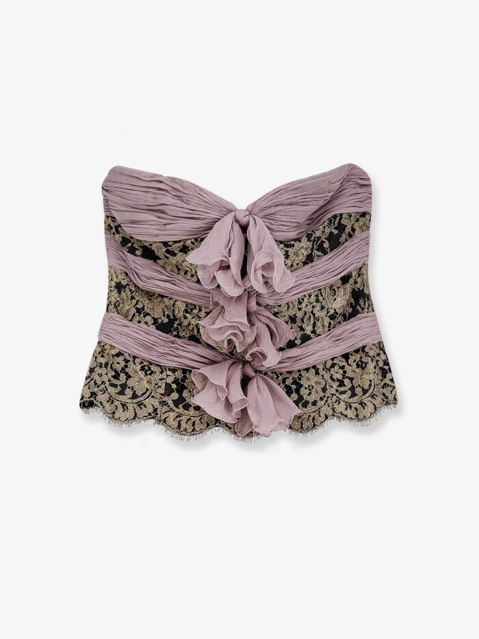 Valentino Garavani Chiffon Top With Lace Inserts