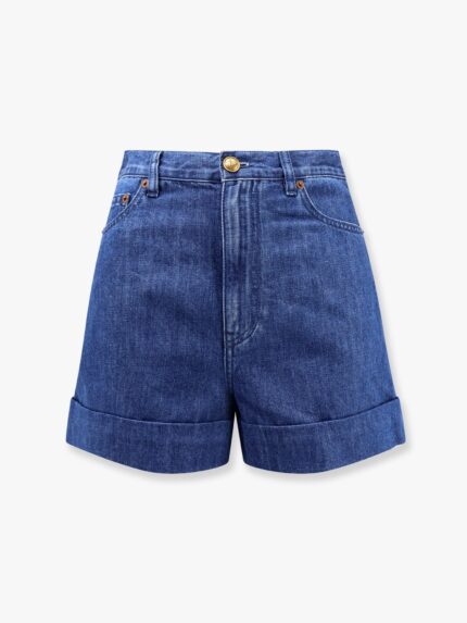 Valentino Garavani Cotton And Linen Shorts With Chez Valentino Leather Tag