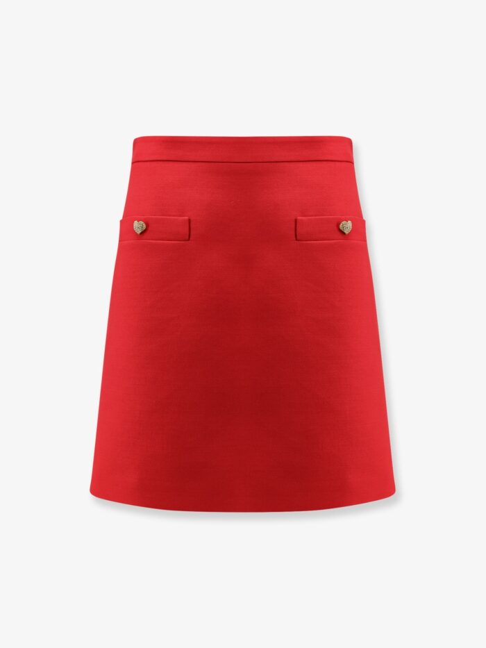 Valentino Garavani Crepe Couture Skirt With Heart Jewel Buttons
