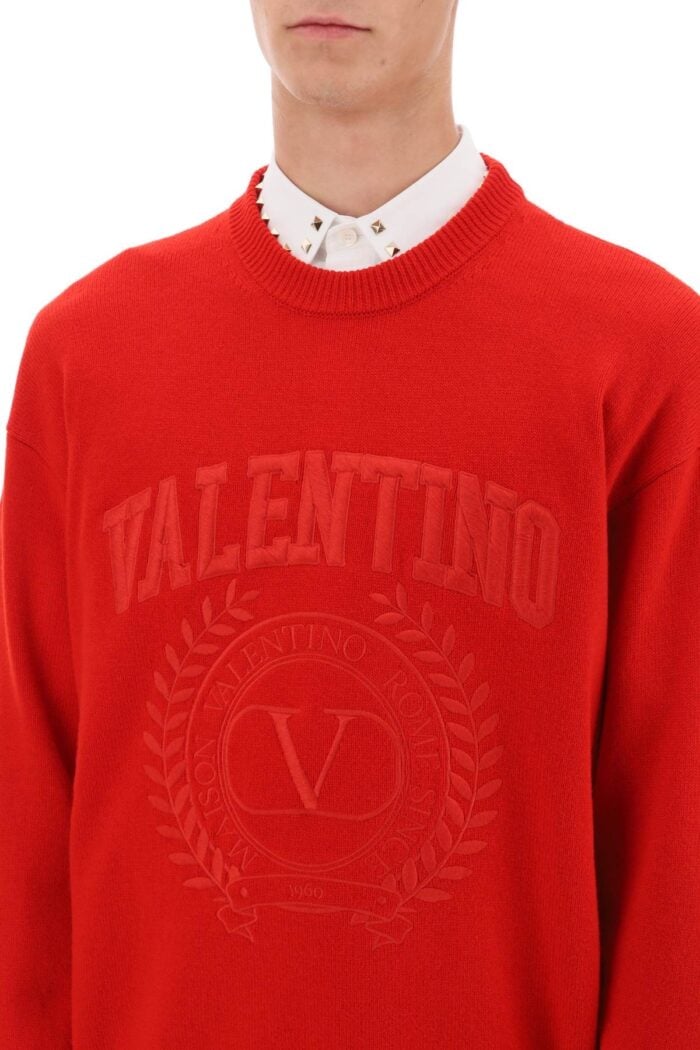 Valentino Garavani Crew-neck Sweater With Maison Valentino Embroidery