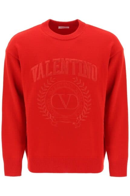 Valentino Garavani Crew-neck Sweater With Maison Valentino Embroidery