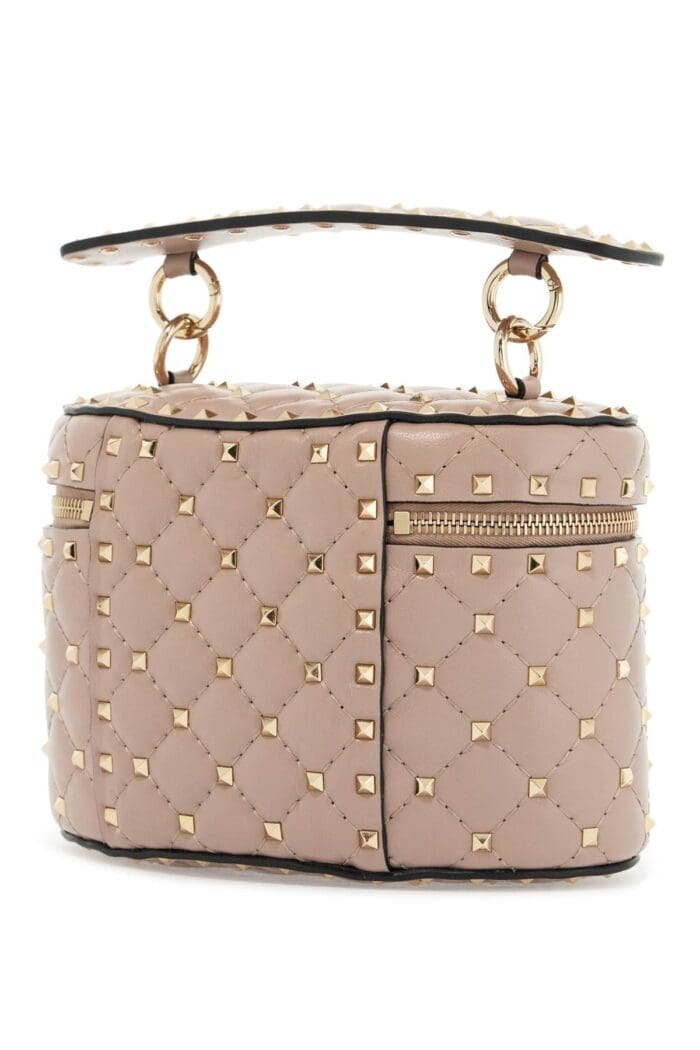 VALENTINO GARAVANI Cylindrical Vanity Bag In Powder Leather With Diamond Pattern