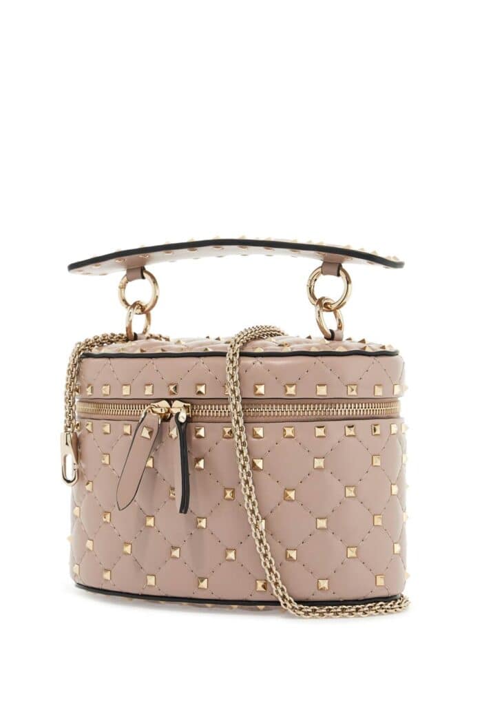 VALENTINO GARAVANI Cylindrical Vanity Bag In Powder Leather With Diamond Pattern