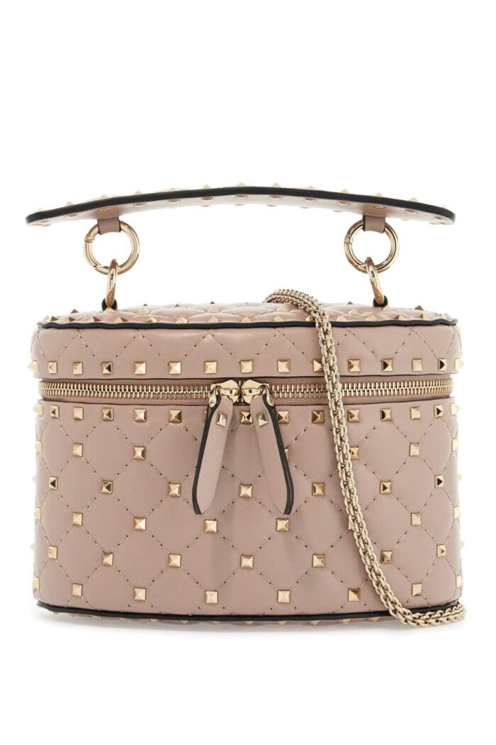 VALENTINO GARAVANI Cylindrical Vanity Bag In Powder Leather With Diamond Pattern