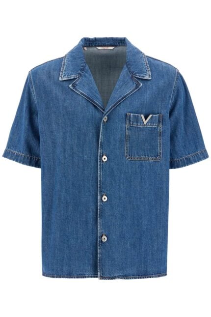 VALENTINO GARAVANI Denim Bowling Shirt For Men