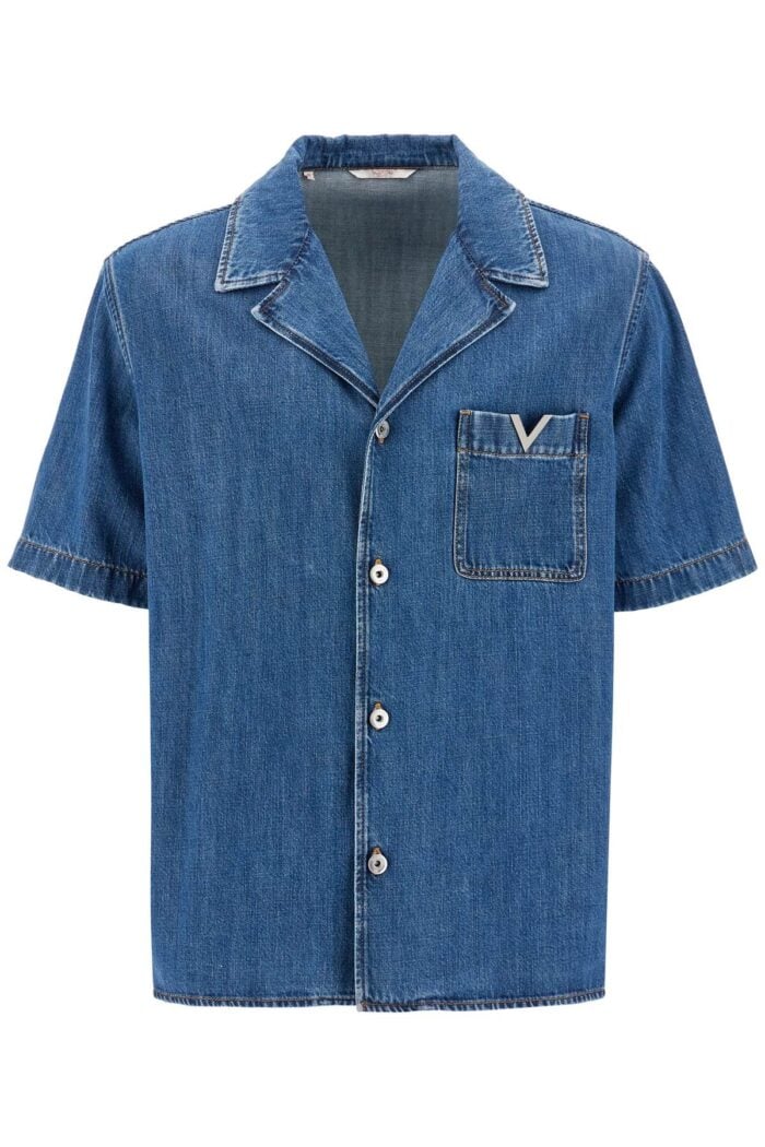 VALENTINO GARAVANI Denim Bowling Shirt For Men