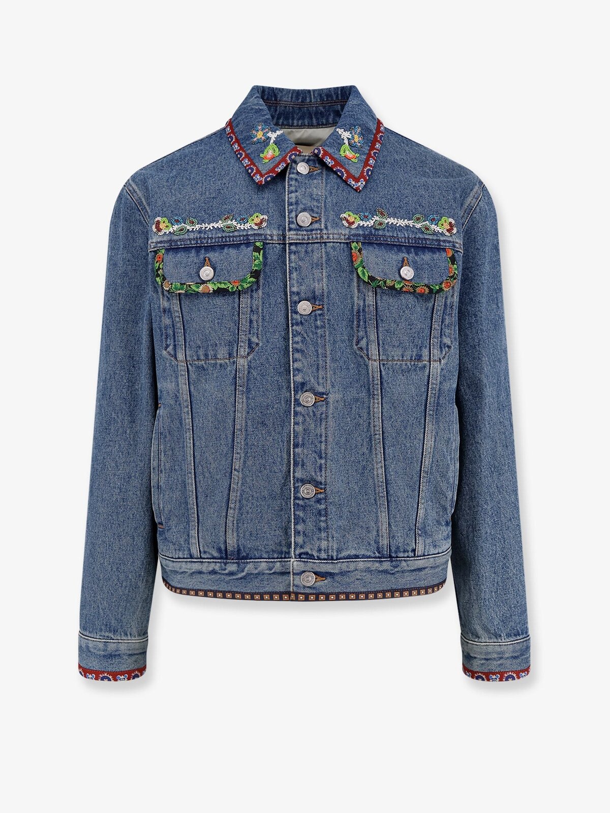 Valentino Garavani Denim Jacket With Multicolor Embroidery