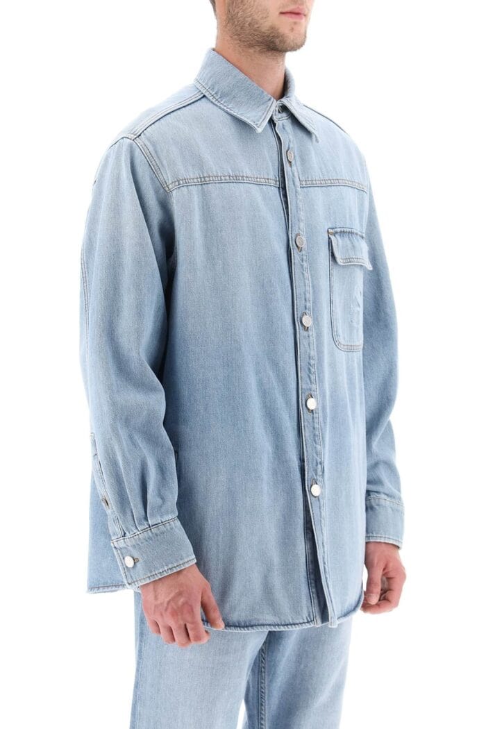 Valentino Garavani Denim Overshirt With Stamped Vlogo Signature