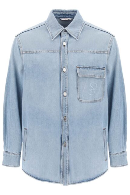 Valentino Garavani Denim Overshirt With Stamped Vlogo Signature