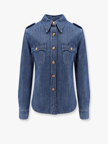 Valentino Garavani Denim Shirt With Vlogo Buttons