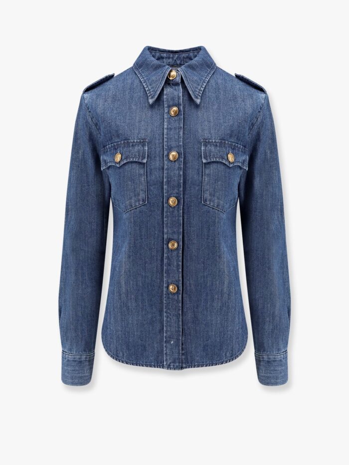 Valentino Garavani Denim Shirt With Vlogo Buttons