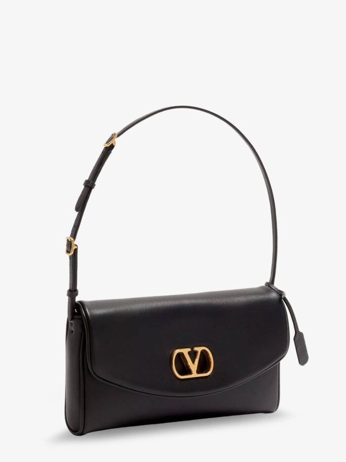 Valentino Garavani DeVain Leather Shoulder Bag With Metal VLogo Signature