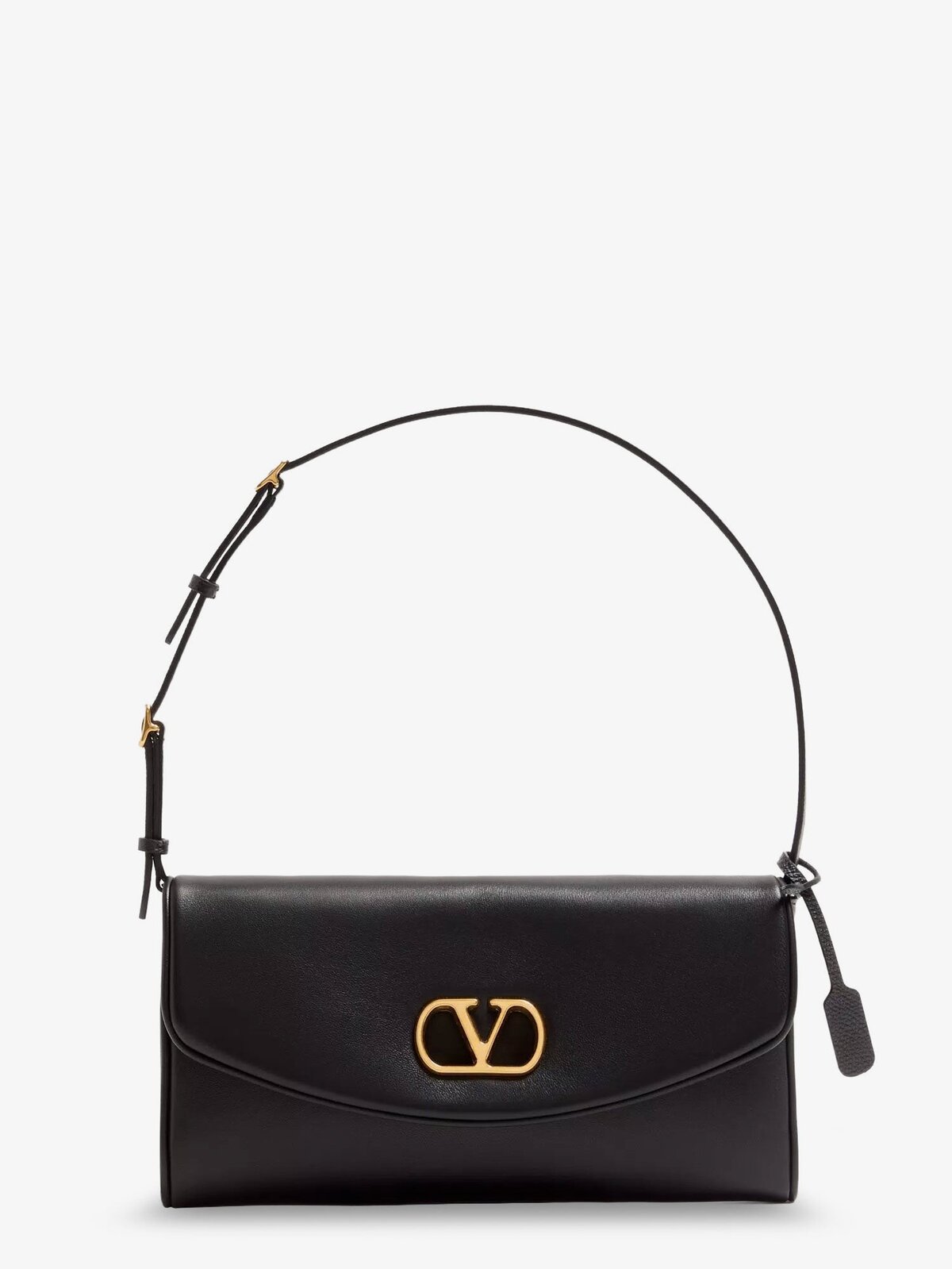 Valentino Garavani DeVain Leather Shoulder Bag With Metal VLogo Signature