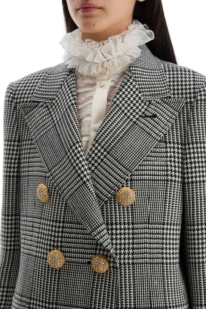 VALENTINO GARAVANI Double-breasted Pied De Poule Wool Bl