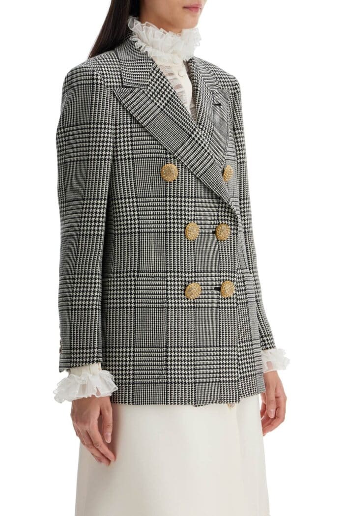 VALENTINO GARAVANI Double-breasted Pied De Poule Wool Bl