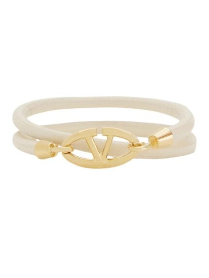 Valentino Garavani DOUBLE TWIST LEATHER BRACELET WITH VLOGO