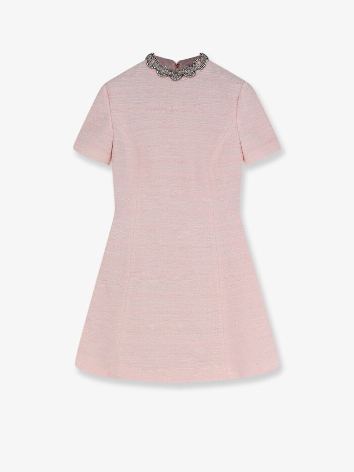 Valentino Garavani Embroidered Crinkle Cotton Tweed Mini Dress