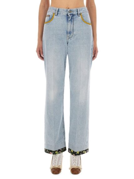 Valentino Garavani EMBROIDERED DENIM PANTS